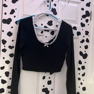 ROMWE laced cropped sweater